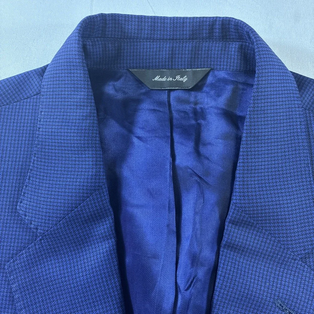 Paul Smith London The Byard Checkered Wool Blazer Men's 42R Blue Made In Italy